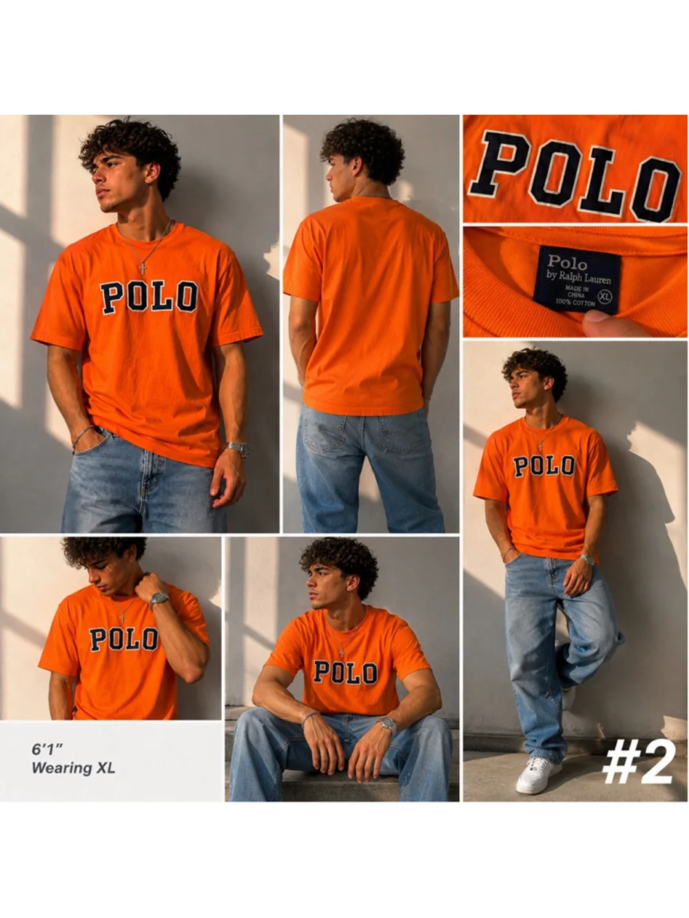 Polo Ralph Lauren Orange Logo T-Shirt Men’s XL Bright Orange Spellout Tee